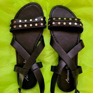 American Eagle Studded Black Sandals Size 10